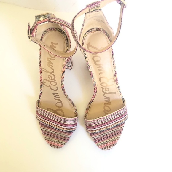 Sam Edelman Womens Yaro Striped Ankle Strap Block Heel Sandals Size 8.5 - Picture 3 of 15